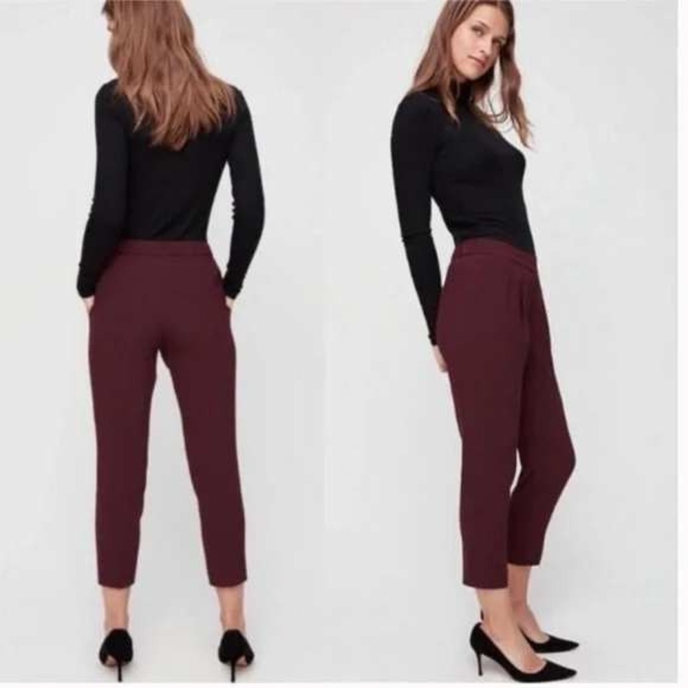 Babaton Womens High Rise Ankle Pants Burgundy Size 2 Tapered‎ Trouser Aritzia